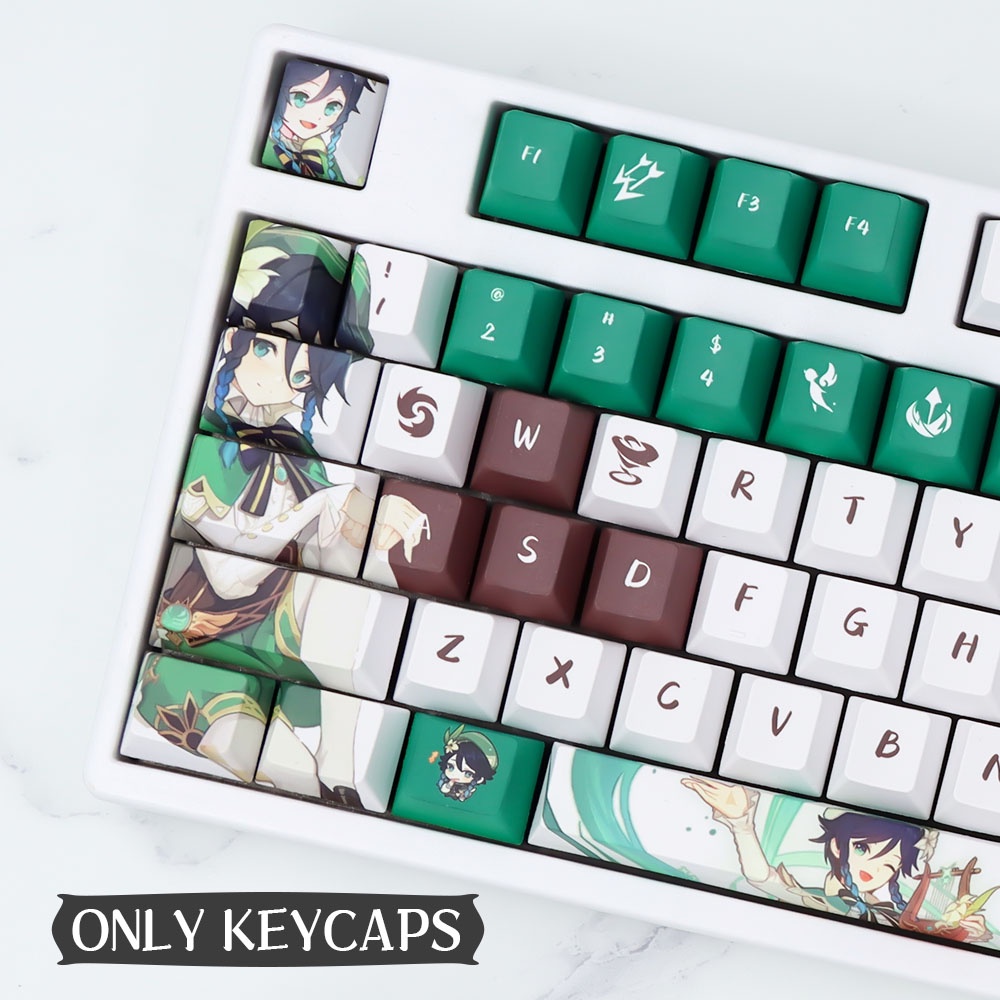 Genshin Impact Venti Keycaps 136 Keys Cherry Profile PBT Sublimation Nút Bàn Phím 136 Phím Bằng PBT Cho MX Swith