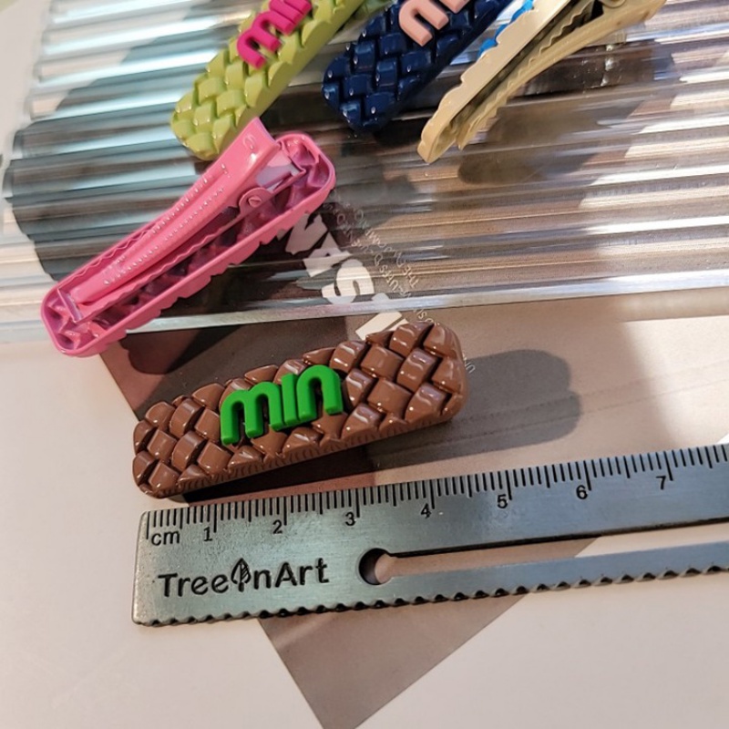 Kẹp Tóc Nhỏ Nhắn In Chữ Lưới Hình Thoi Màu Sắc Ngọt Ngào Phong Cách Hàn Quốc Ins