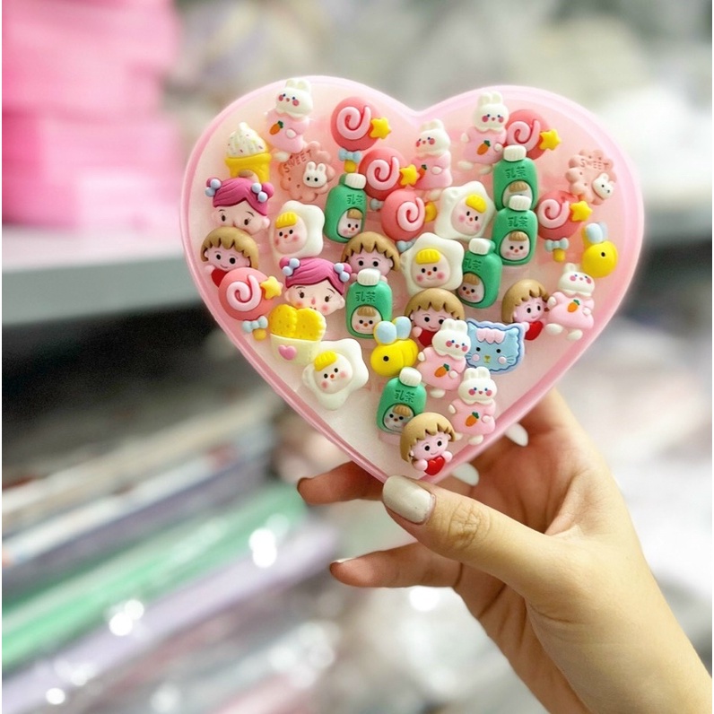 Set 5 Chiếc Nhẫn Nhựa Mẫu Hoạt Hình Cute Cho Bé