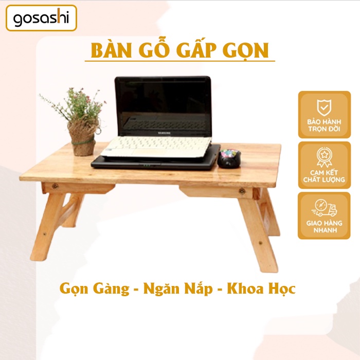 Bàn Học Chân Gỗ Thông Minh Cho Học Sinh Ngồi Bệt Mini Xếp Gọn 40x60cm Chắc Chắn Đa Năng Nhiều Ngăn Gosashi