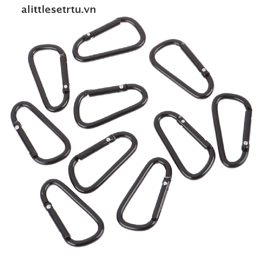 Set 10 Móc Khóa Hợp Kim Nhôm Hình Chữ D Màu Đen