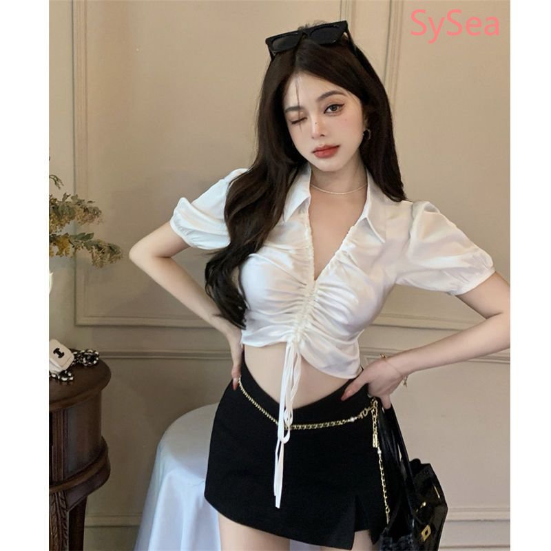 Áo Croptop Tay Phồng Cổ Chữ V Quyến Rũ Thời Trang Cho Nữ