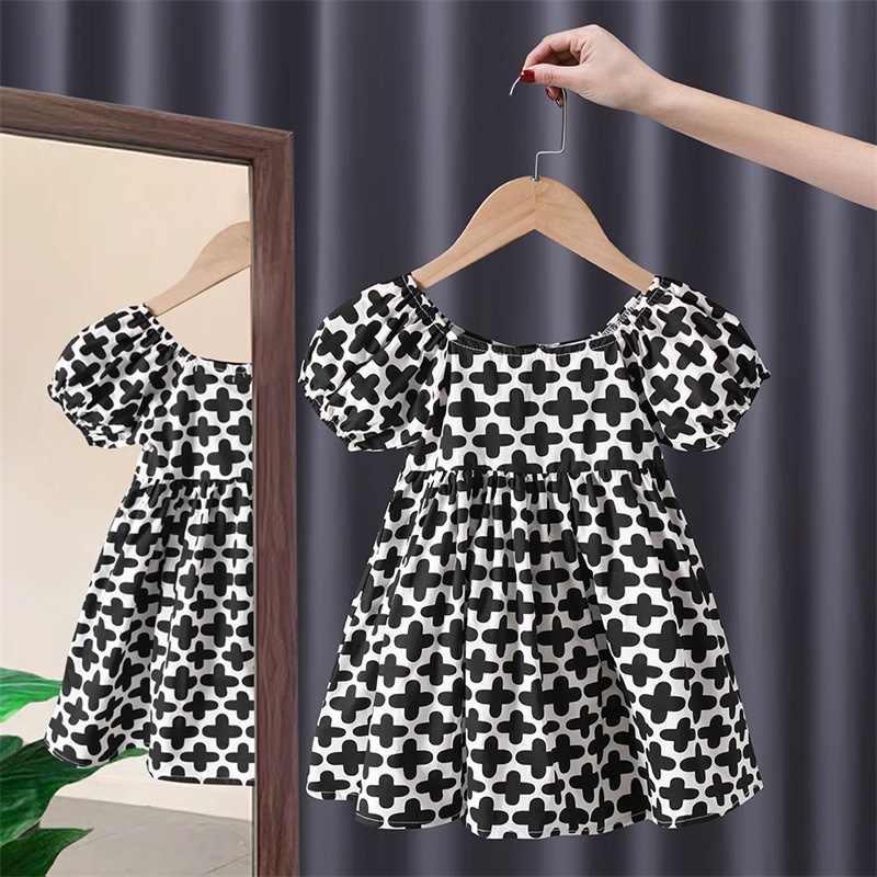 Babyfair Đầm Bé Gái Tay Phồng Ngắn Dễ Thương Thanh Lịch In Hoa Đáng Yêu Cho Trẻ Em