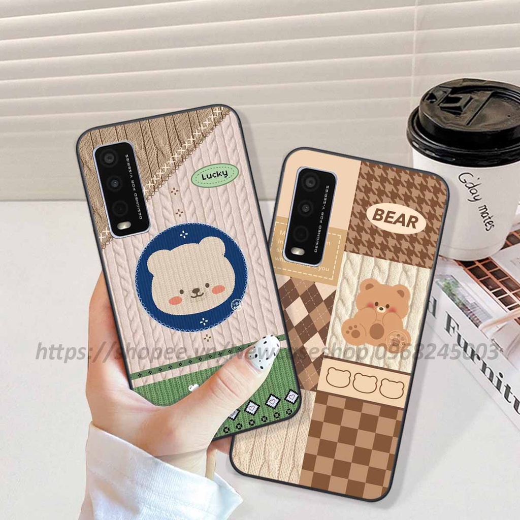 Ốp lưng Vivo Y20 / Y20s / Y12s / Y51S in hình họa tiết len Bear Cute