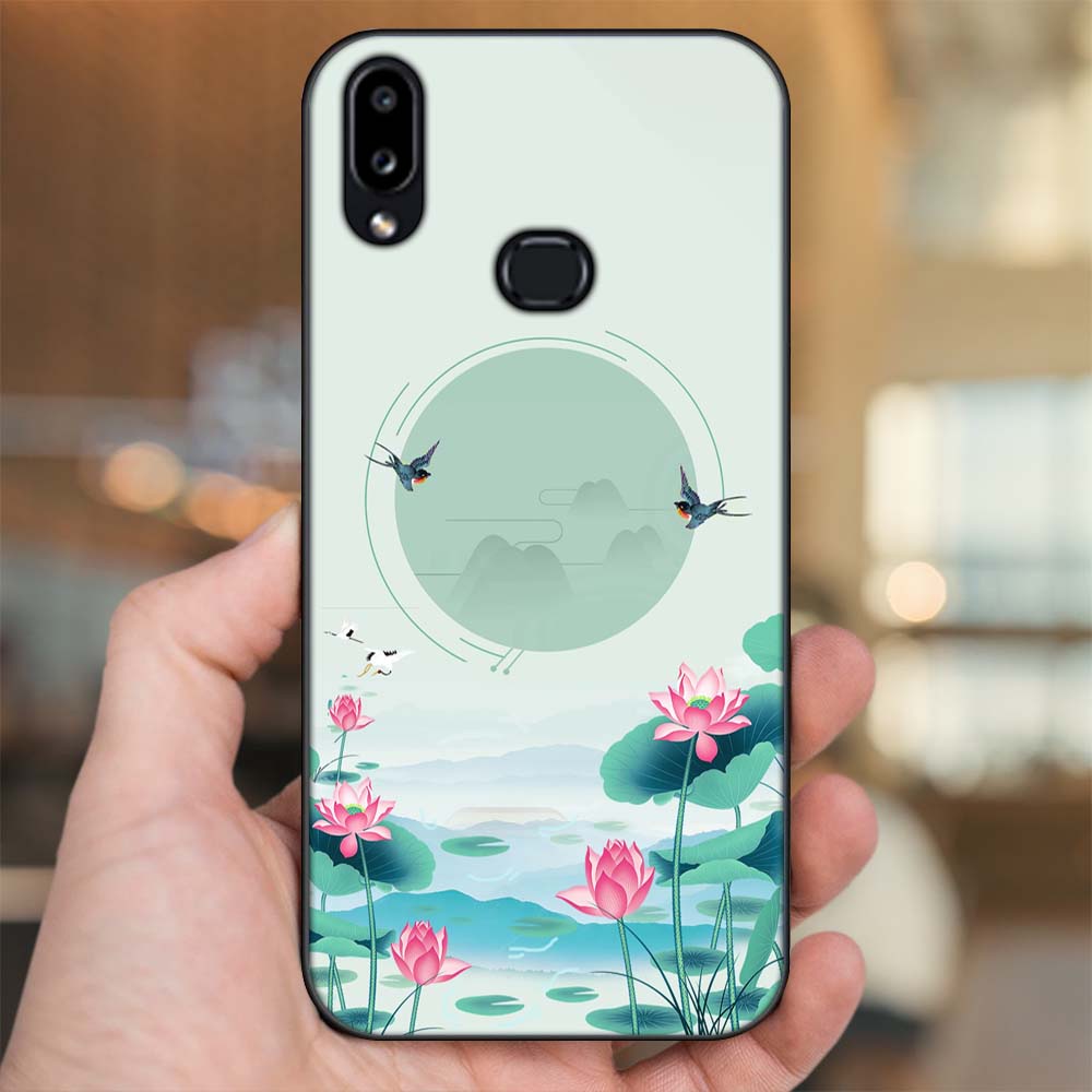 Ốp lưng Samsung A10S viền đen in hình Hoa Sen Hoa Đẹp