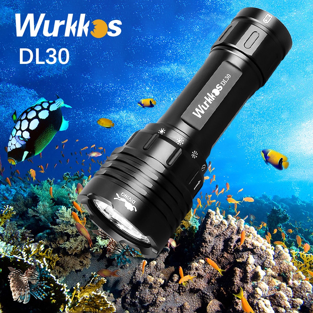 Đèn pin WURKKOS DL30 21700 LED chống thấm nước IPX-8 3600lm LH351D điều khiển từ xa tiện lợi