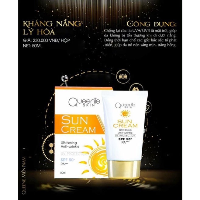Kem Chống Nắng Queenie Skin SPF 50++  Chính Hãng  Kem Khánh Nắng Lý Hoá