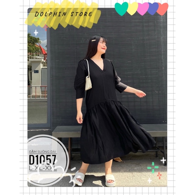 BIGSIZE Đầm đen dài bigsize