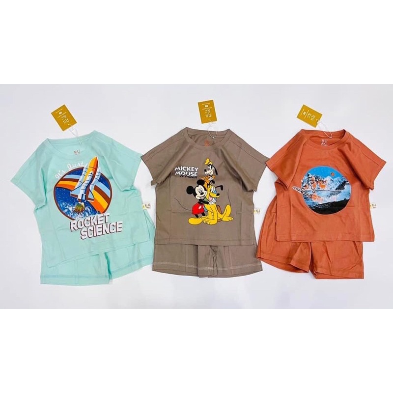 Bộ cotton trơn in hình dạng cánh dơi 67074