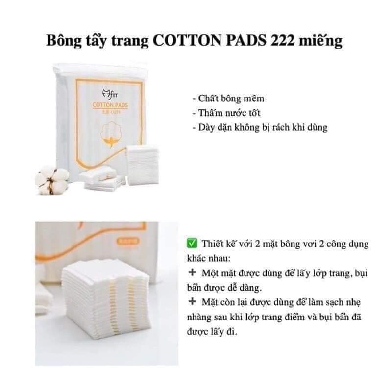 Bông tẩy trang Cotton Pads giúp làm sạch lớp trang điểm, bụi trên da mặt 222 miếng - BonnieCosmetics