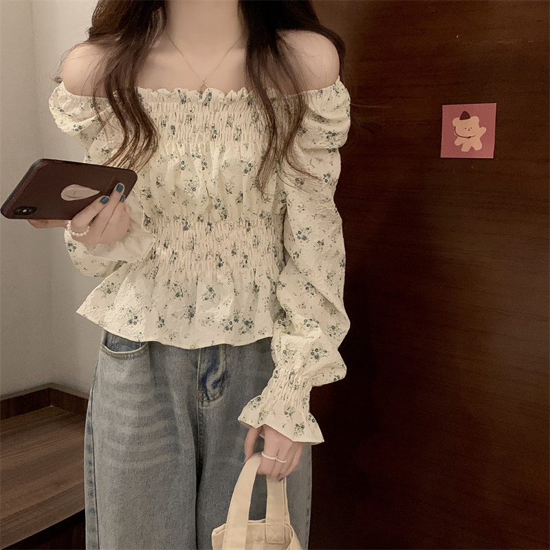 Áo hoa SUXI trễ vai tay dài thời trang dành cho nữ