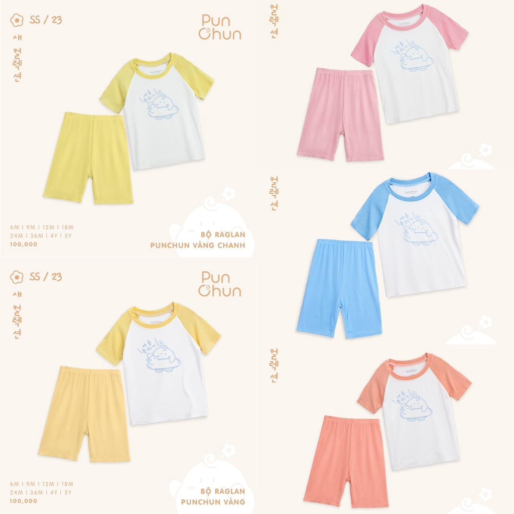 PUNCHUN - Bộ cộc tay raglan cho bé từ 6 tháng đến 5 tuổi