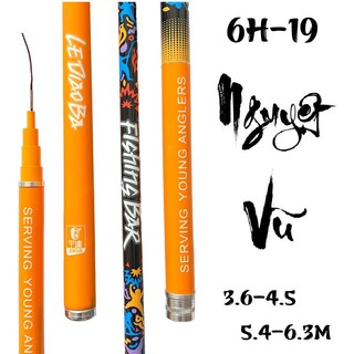 Cần câu tay Nguyệt Vũ 6H-19, chất liệu carbon, cần câu đơn câu đài 6H