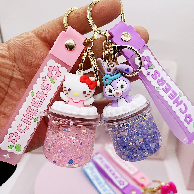 Móc Chìa Khóa Hình Bình Đựng Dầu Gội Nổi Trên Mặt Nước Bằng Acrylic Kiểu Hoạt Hình Dễ Thương