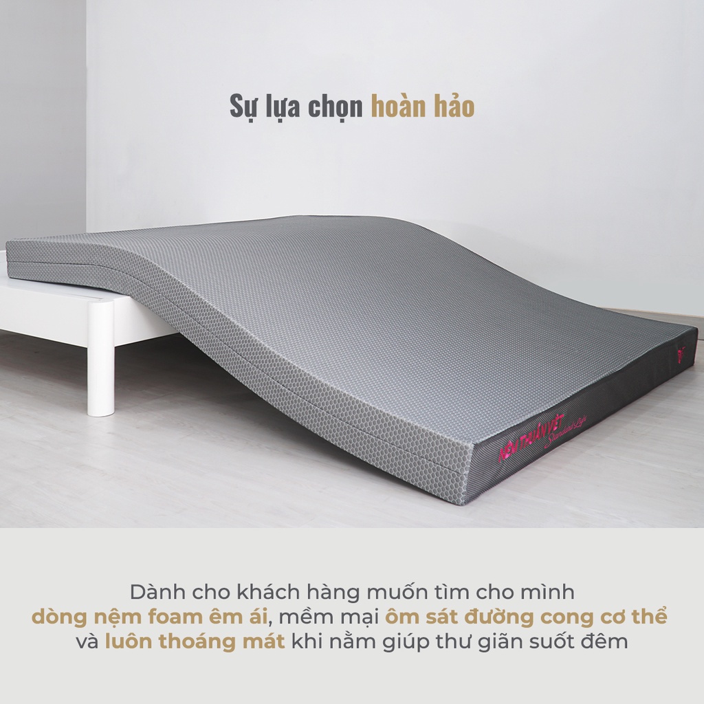 (1m2x2mx10cm) Nệm Foam Hoạt Tính Thuần Việt Standard Light - Miễn Phí Vận Chuyển, Bảo Hành 12 Năm, Trả Góp 0%