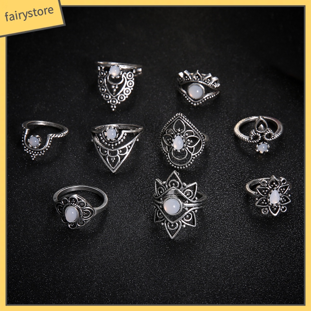 Set 1 / 9 Chiếc Nhẫn Thời Trang Retro Cho Nữ