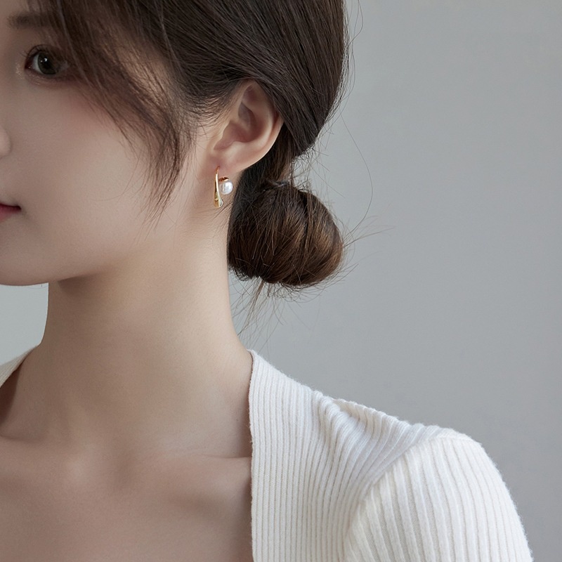 Bông Tai Đính Ngọc Trai Bằng Hợp Kim Chất Lượng Cao Phong Cách Pháp Thanh Lịch Cho Nữ