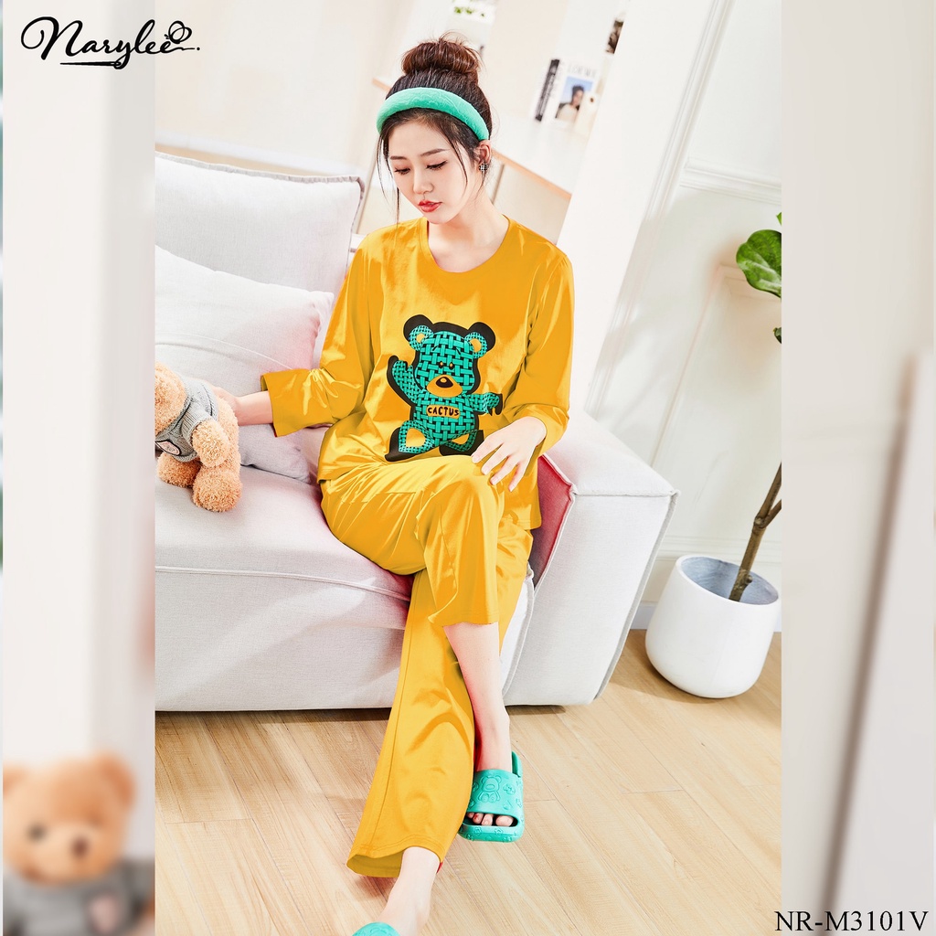 Bộ mặc nhà mùa xuân áo tay lỡ chất cotton mỏng Narylee mã NR-3101