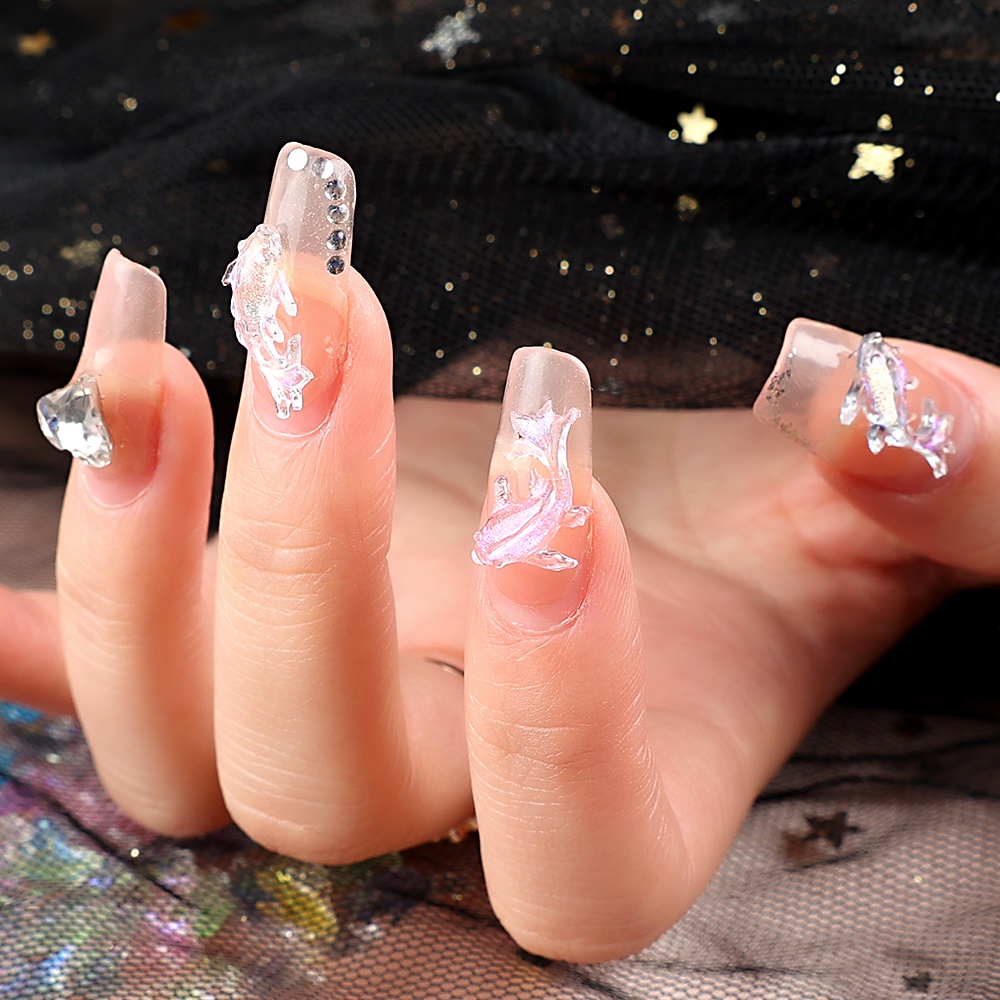 Set 100 Phụ Kiện Trang Trí Móng Tay Nghệ Thuật Hình Cá Koi Đính Đá Dễ Thương