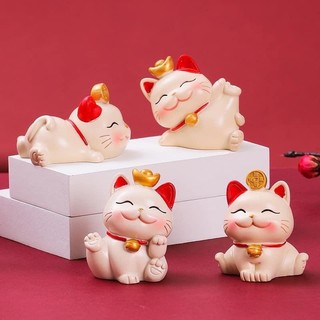 Set 4 tương mèo tài lộc trang trí mini xinh xắn