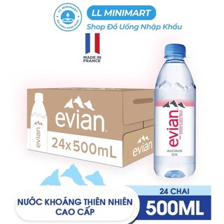 Thùng 24 chai nước khoáng thiên nhiên evian 500ml/chai - đồ uống nhập khẩu pháp