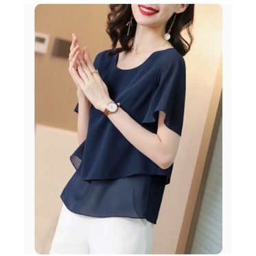 (HÀNG SẴN) Áo Sơ Mi Voan Che Bụng Giảm Tuổi Trẻ Trung SM69 - Hàng Quảng Châu Cao Cấp