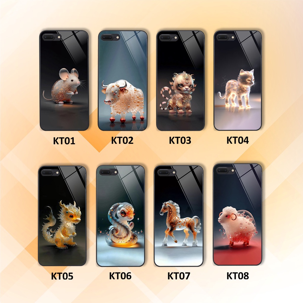 Ốp kính Iphone 7 / 7 PLUS / 8 / 8 PLUS hình 12 con giáp cute dễ thương đẹp lung linh