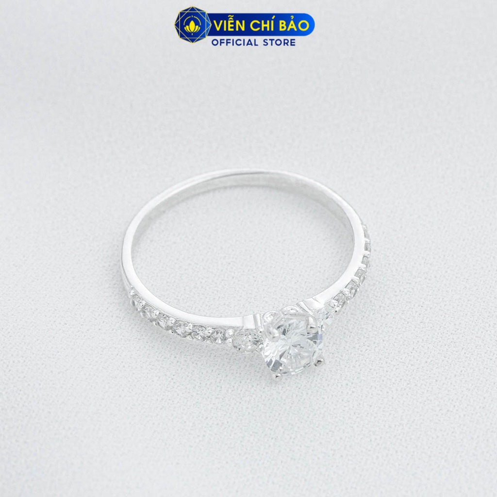 Nhẫn bạc nữ đính đá cao viền đá trắng chất liệu bạc 925 thời trang phụ kiện trang sức nữ Viễn Chí Bảo N400465