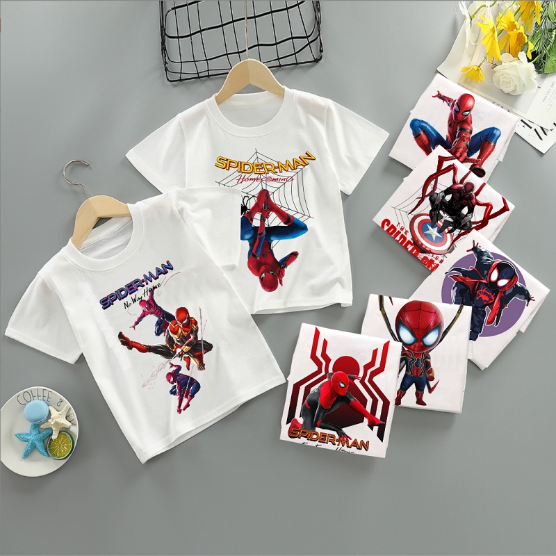 Áo thun người nhện spider-man màu trắng đủ size cho bé trai bé gái