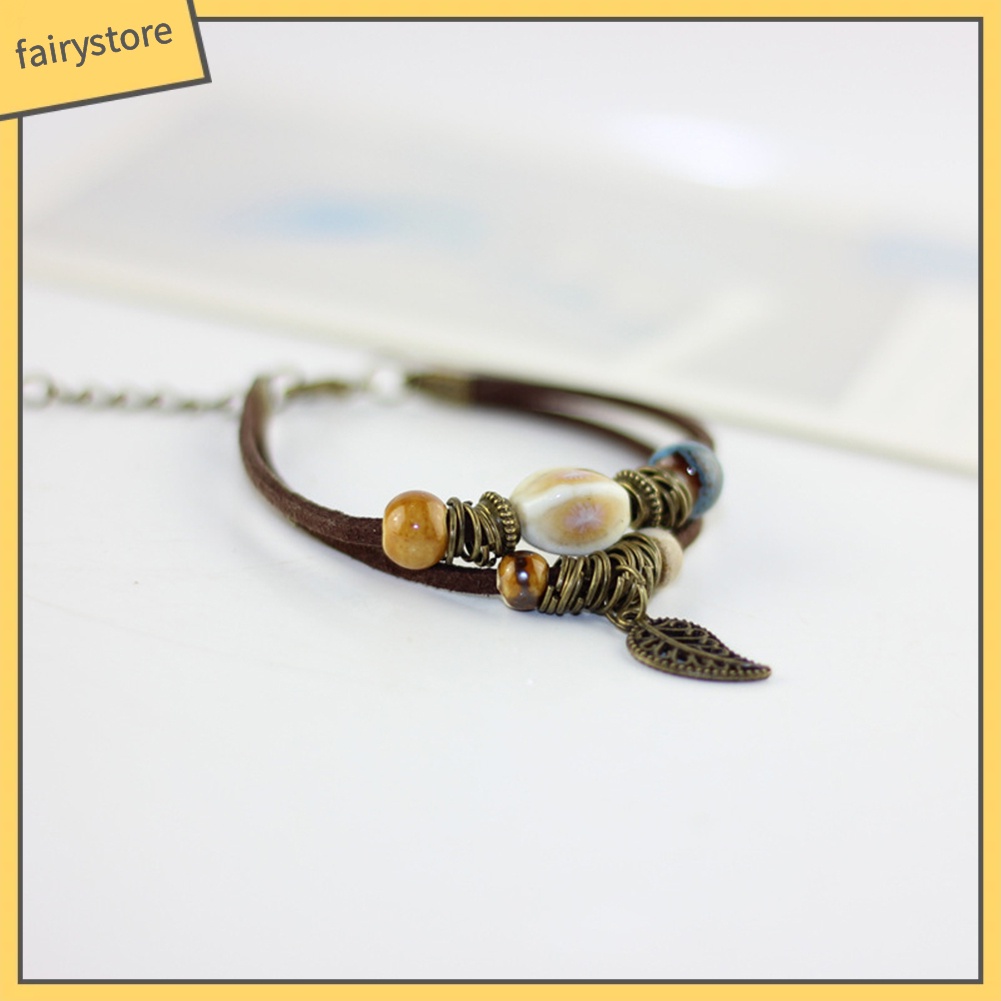 Vòng Tay Da Giả Hai Lớp Đính Hạt Gốm Sứ [Fairy1] [Fairy1]