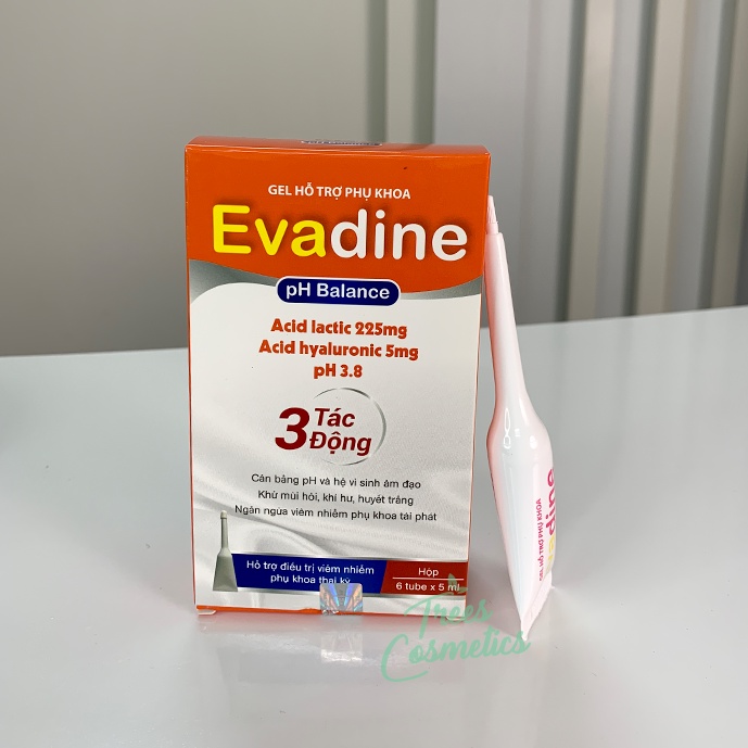 Gel đặt Evadine pH Balance cân bằng pH làm sạch vùng kín cho mẹ bầu hộp 6 Tube 5ml