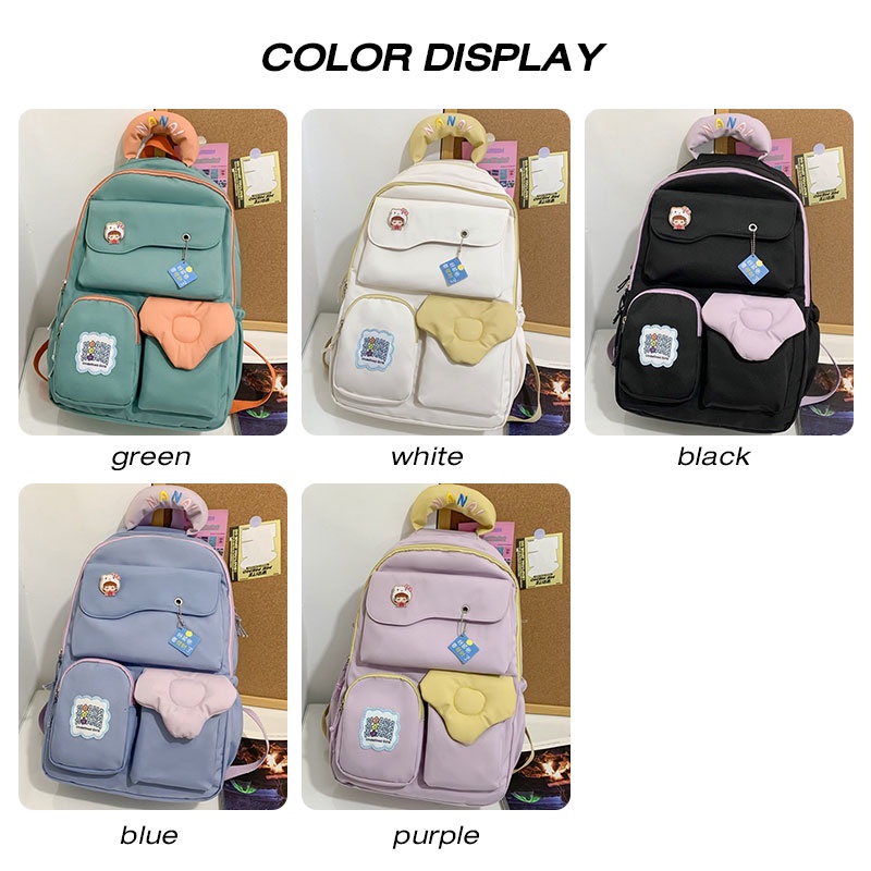 Ba Lô nylon Nhẹ Chống Nước Sức Chứa Lớn Phong Cách Hàn Quốc Đơn Giản Và Chống Mài Mòn Cho Học Sinh