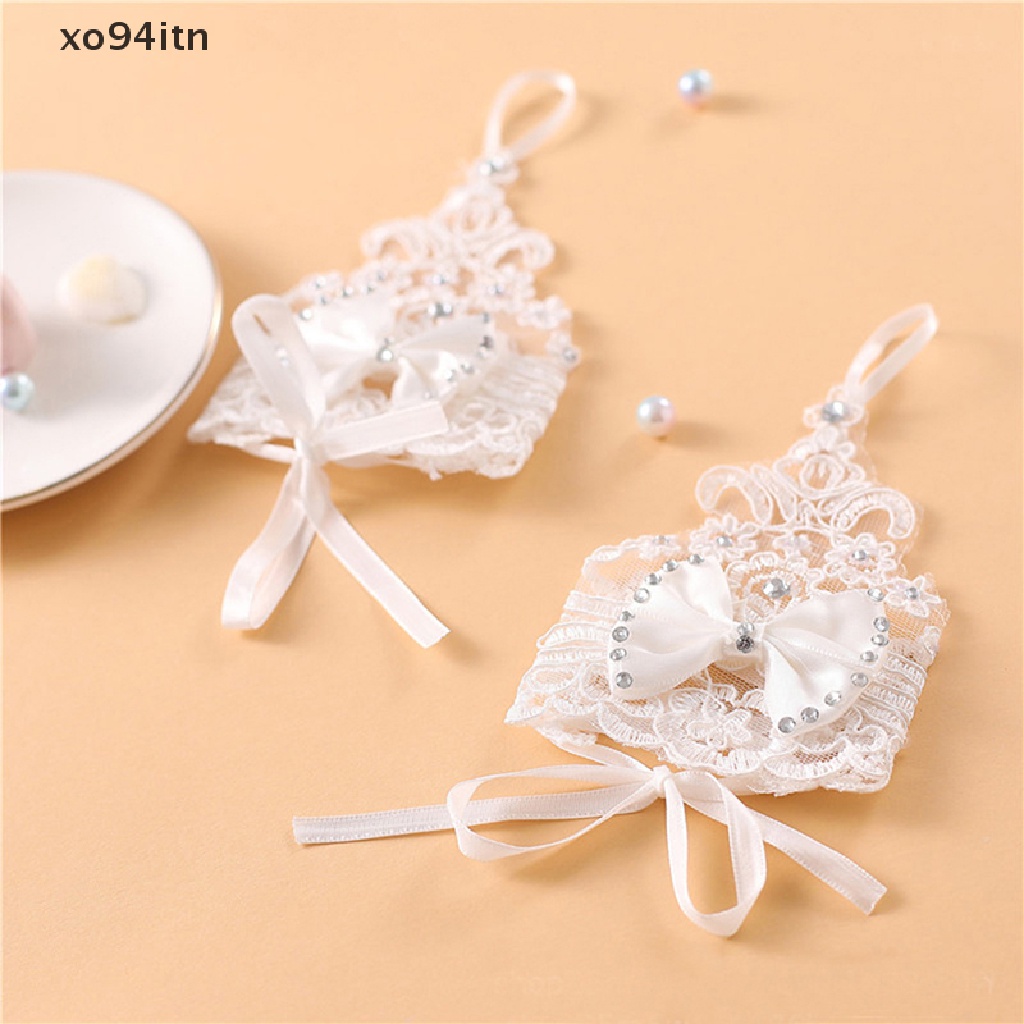 Găng Tay Ren Ngắn Hở Ngón Đính Đá Cho Cô Dâu