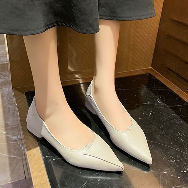 Giày Cao Gót Da Mềm 3CM Mũi Nhọn Thời Trang Công Sở Cho Nữ