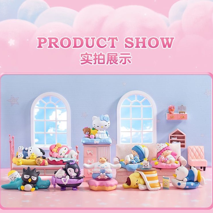 SANRIO Đồ trang trí Búp Bê Nhân Vật Kuromi Fall Asleep Series Sinh Động