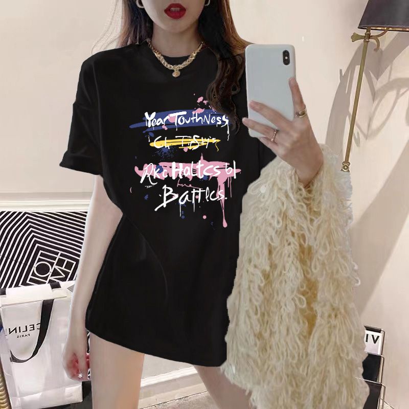 Áo Thun Cotton Ngắn Tay Dáng Rộng Thời Trang Mùa Hè Phong Cách Hàn Quốc Cho Nữ