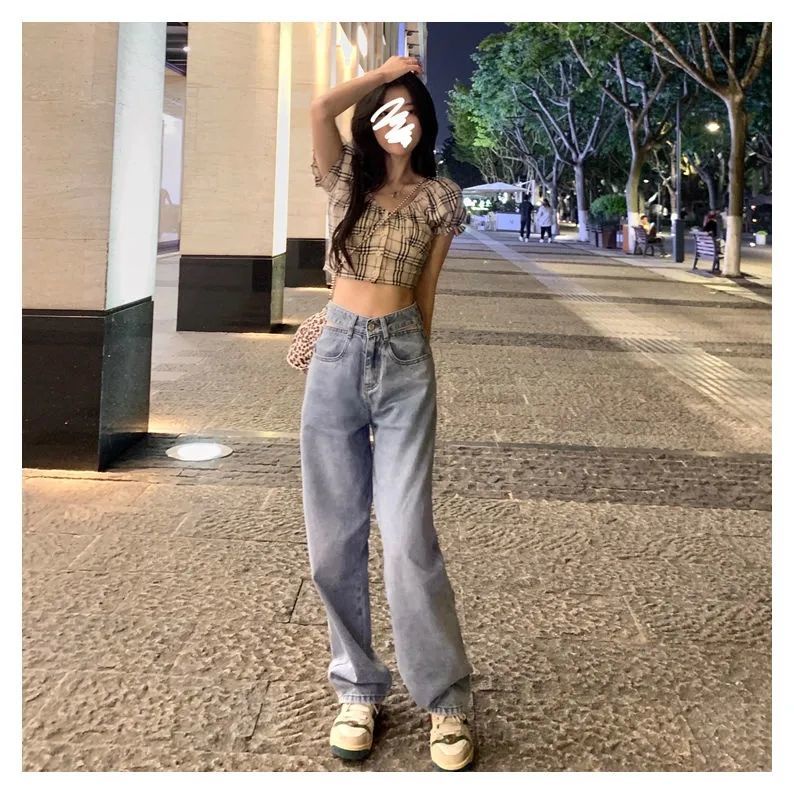 Áo Kiểu Trễ Vai Tay Phồng Hoạ Tiết Kẻ Sọc Phong Cách Vintage