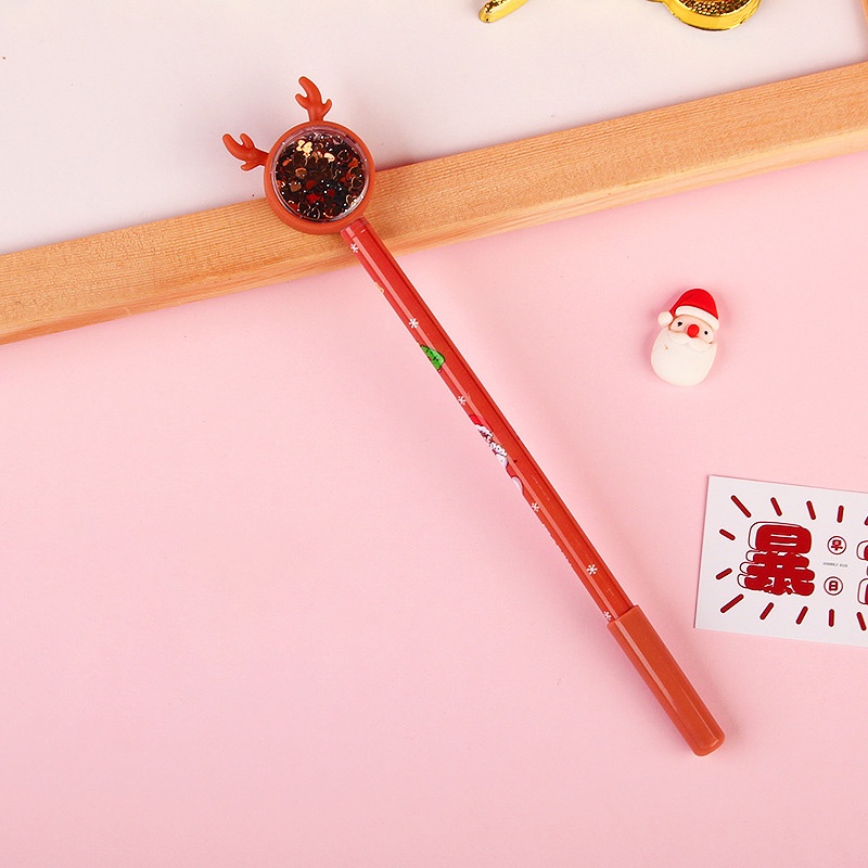 Bút viết ngòi nhỏ mực đen hoạt họa sừng nai kim sa lấp lánh dễ thương cho bé.