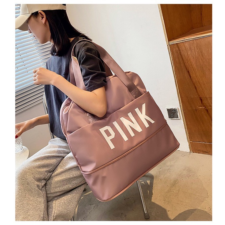 Hqp Túi Xách Du Lịch Cỡ Lớn 2 Tầng PINK - Túi Du Lịch Đa Năng Nam Nữ Sang Trọng Trọng Lượng Nhẹ Chống Thấm Nước Tốt