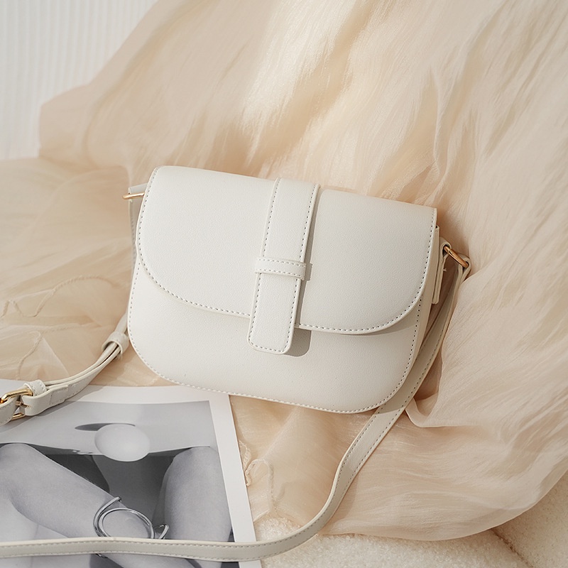 Túi đeo vai IELGY màu trơn phong cách retro trẻ trung thời trang dành cho nữ