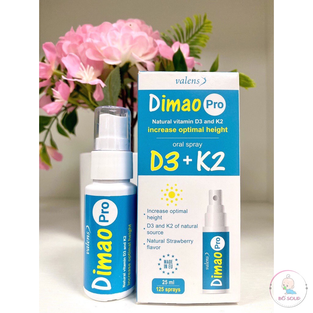 Dimao Pro - bổ sung D3K2 dạng xịt, tăng cường hấp thu canxi, vitamin d3 k2 dạng xịt Dimao pro (Lọ 25ml)