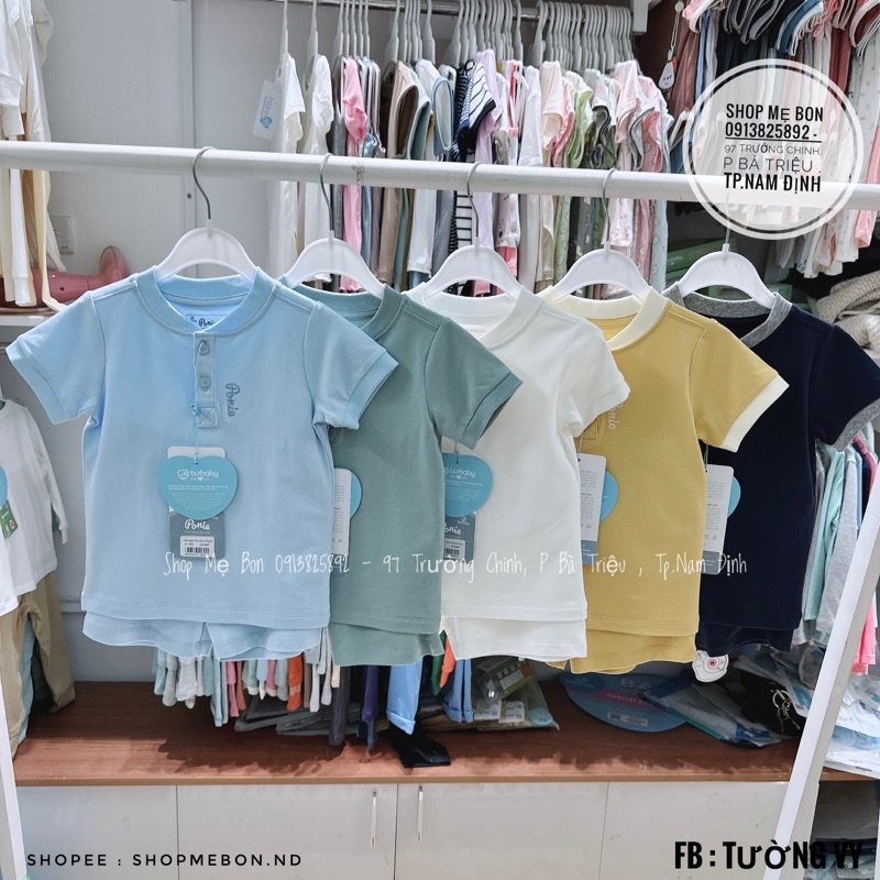 Bộ cộc tay cổ trụ Bu Ponie cho bé trai bé gái