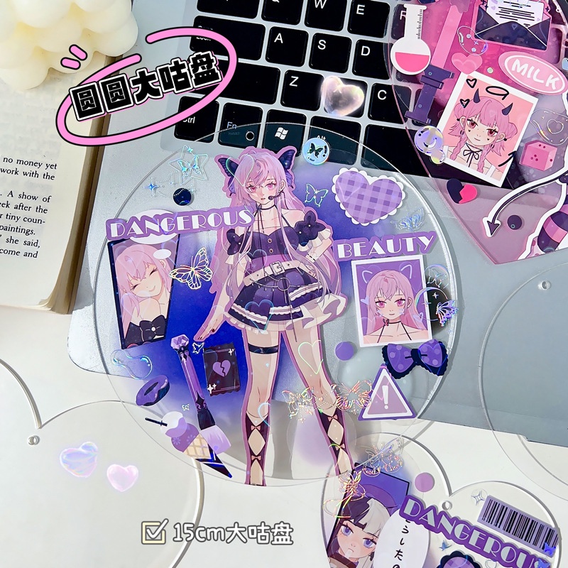 Móc Chìa Khóa Bằng Acrylic Màu Gradient Kích Thước Lớn DIY