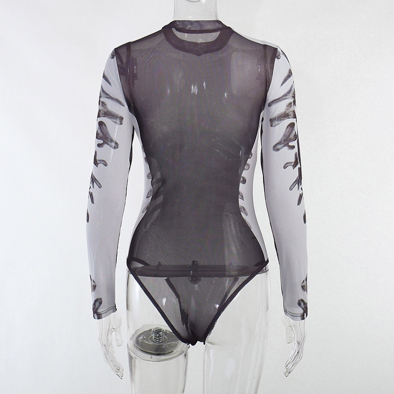 Áo liền quần DUNEA dài tay cổ tròn in họa tiết kỹ thuật số thời trang dành cho nữ