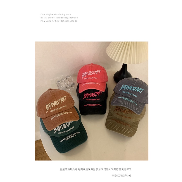 Mũ Lưỡi Trai Mềm Thêu Chữ Phong Cách Đường Phố Mới Cho Nữ