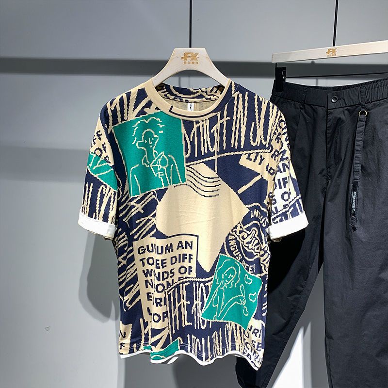 Áo Thun Ngắn Tay Dáng Rộng Thiết Kế Mới Năng Động Thời Trang Theo Phong Cách Hồng Kông Dành Cho Nam