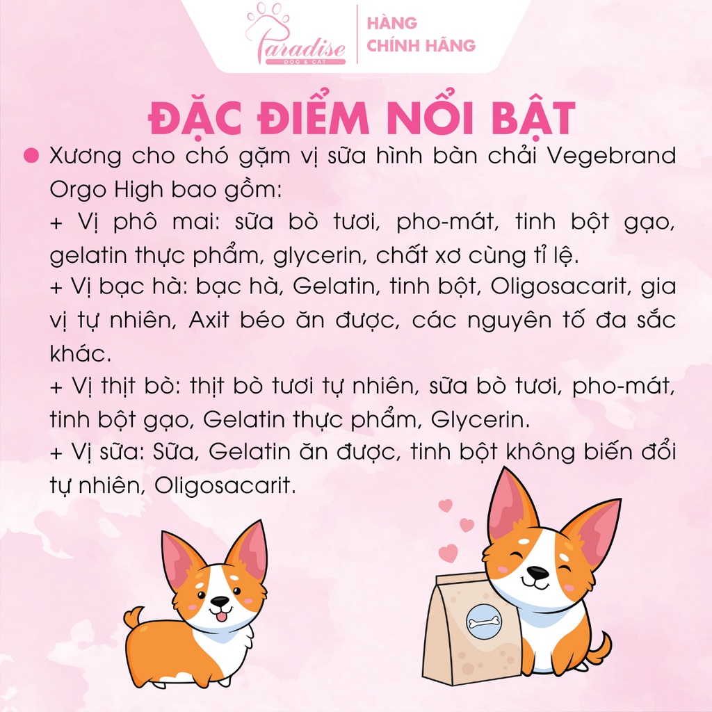 Xương Gặm Cho Chó Orgo Hình Bàn Chải Sạch Răng Bổ Sung Canxi Và Dinh Dưỡng 90gr/Túi -  Paradise Dog&Cat