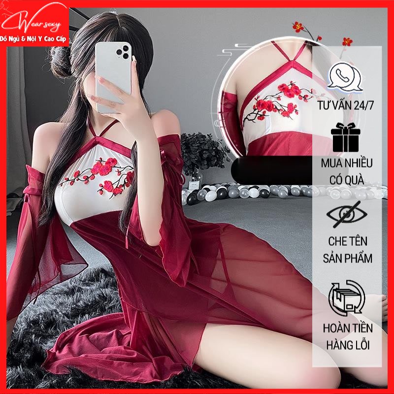 Hán Phục Cổ Trang Xuyên Thấu Thêu Hoa  8610 [CWEAR.SEXY_ĐỒ NGỦ & NỘI Y CAO CẤP]