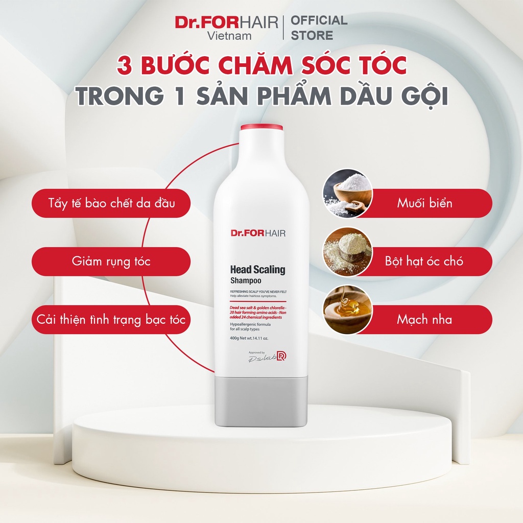 Dầu gội tẩy tế bào chết da đầu, giảm rụng tóc, cải thiện bạc tóc Dr. FORHAIR Head Scaling Shampoo