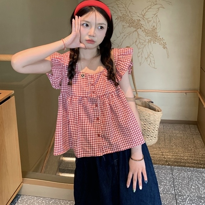 Áo Thun Cổ Vuông Dáng Rộng Hở Lưng Phong Cách Hàn Quốc Dễ Thương